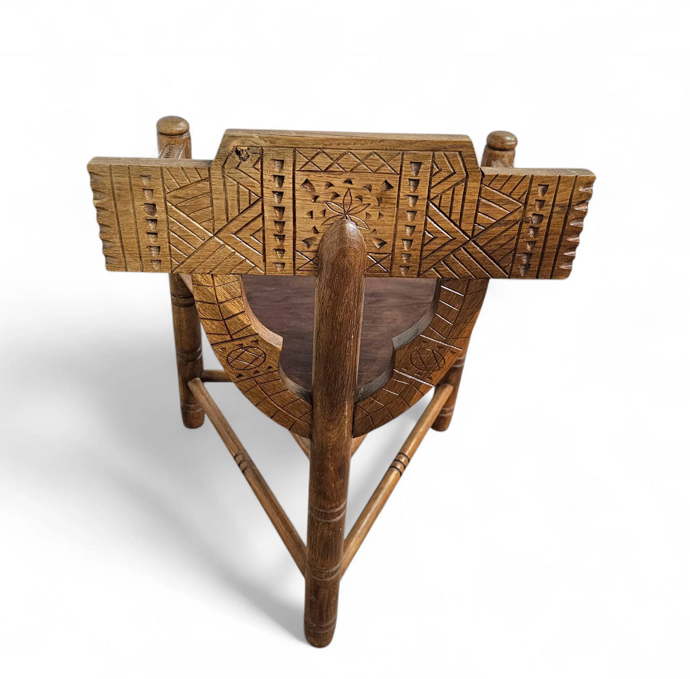 Carved Swedish monk chairs, style attributed to Bernhard Hoettger, made in Sweden, 1940s