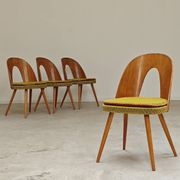 Set of 4 yellow Antonin Suman chairs for Tatra Nabytok 1960