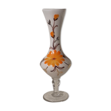 Flowered glass vase, orange flower on foot