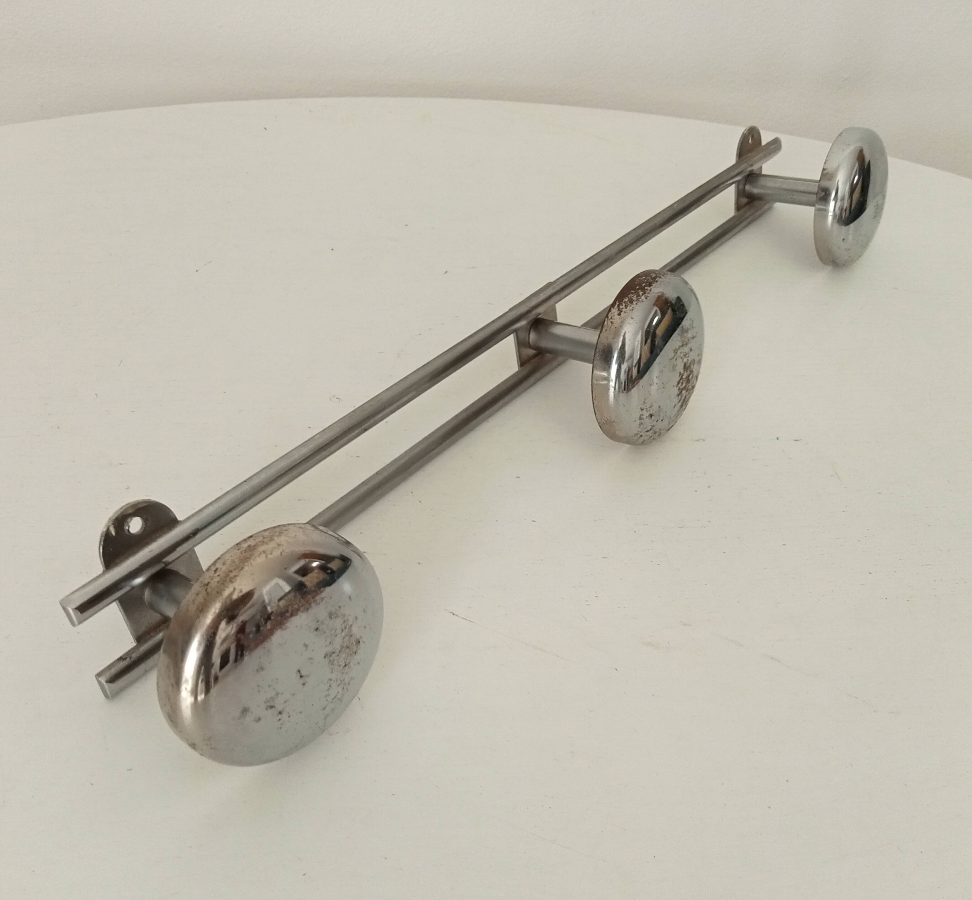 Vintage chrome wall coat rack from the 70s