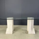 Vintage travertine Carlo Scarpa style dining table, 1970s