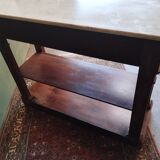 Solid wood console with white marble top in neoclassical style