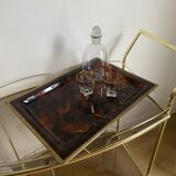 Large serving tray in lucite and brass circa 1970
