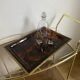 Large serving tray in lucite and brass circa 1970