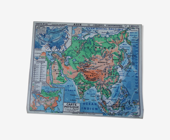 Carte de géographie d'école "L'Asie"