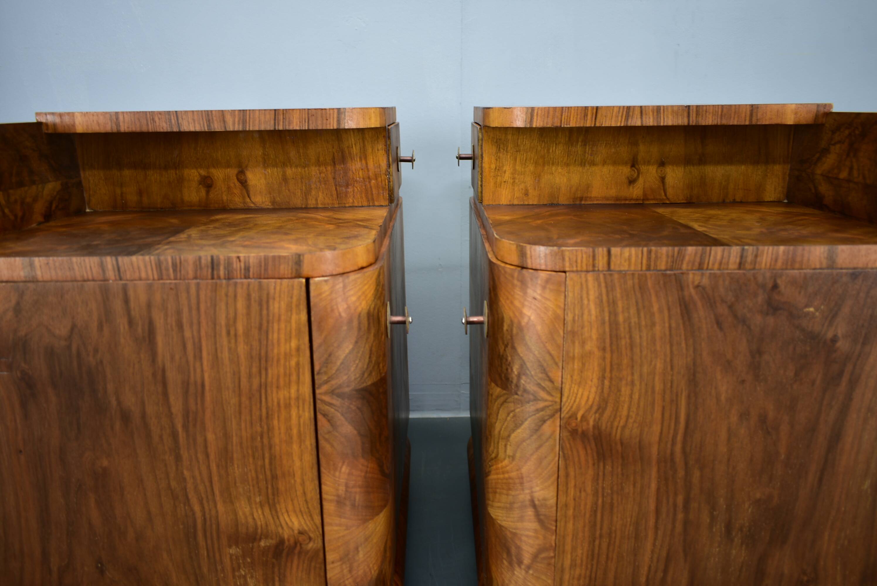 1935s Pair of Art Deco Bedside Tables, Czechoslovakia