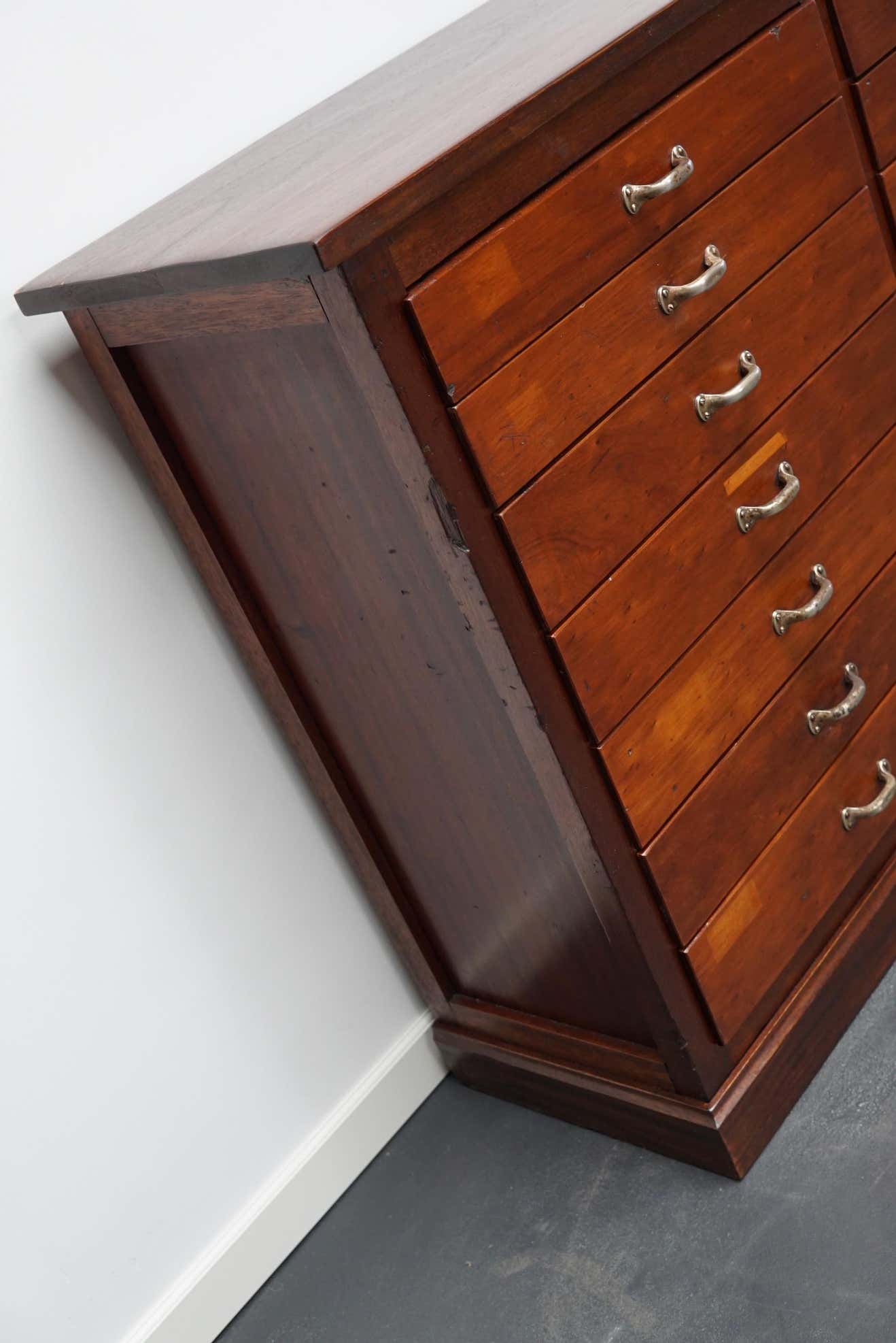 British Mahogany Apothecary Cabinet or Bank of Drawers, 1930s