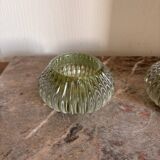 Pair of Vintage Round Glass Candle Holders