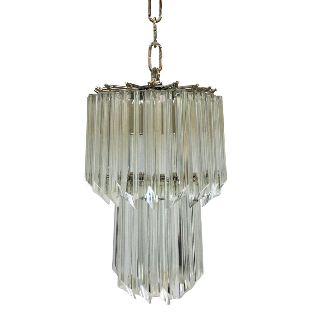 Clear quadriedro murano glass chandelier