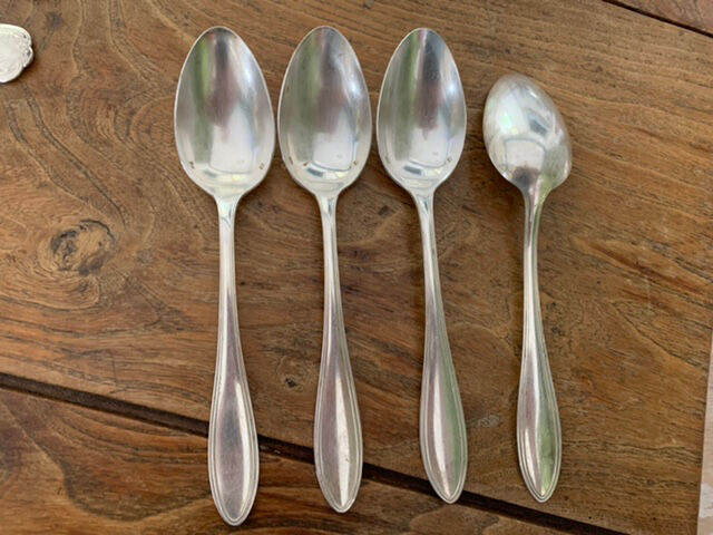 4 tablespoons in vintage silver metal