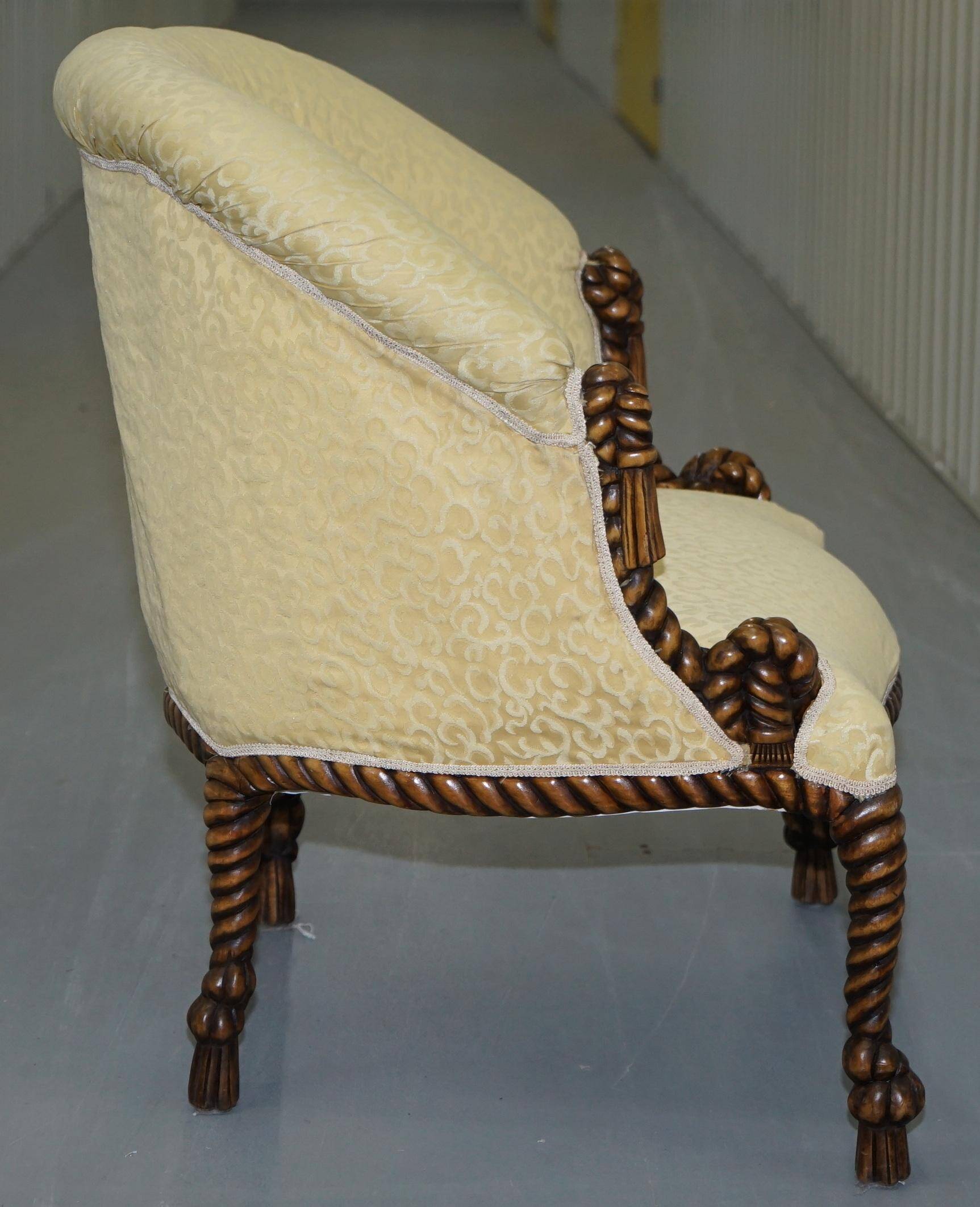 Ensemble sièges style Napoléon III en Rope Twist: fauteuil & canapé Chesterfield