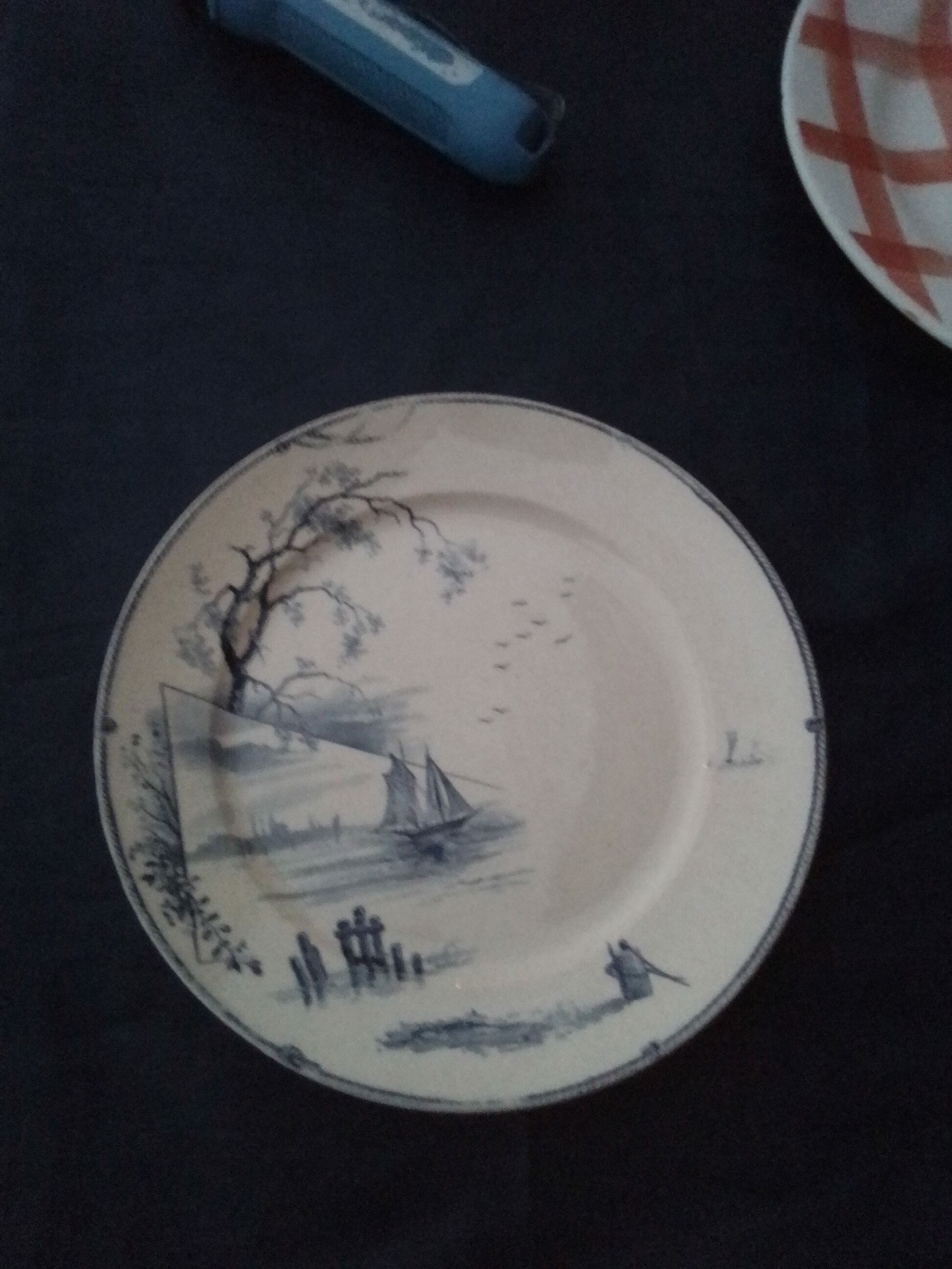 Flat plate HL Mouplot 33 rue de Paradis Paris Asian pattern diam 23 cm