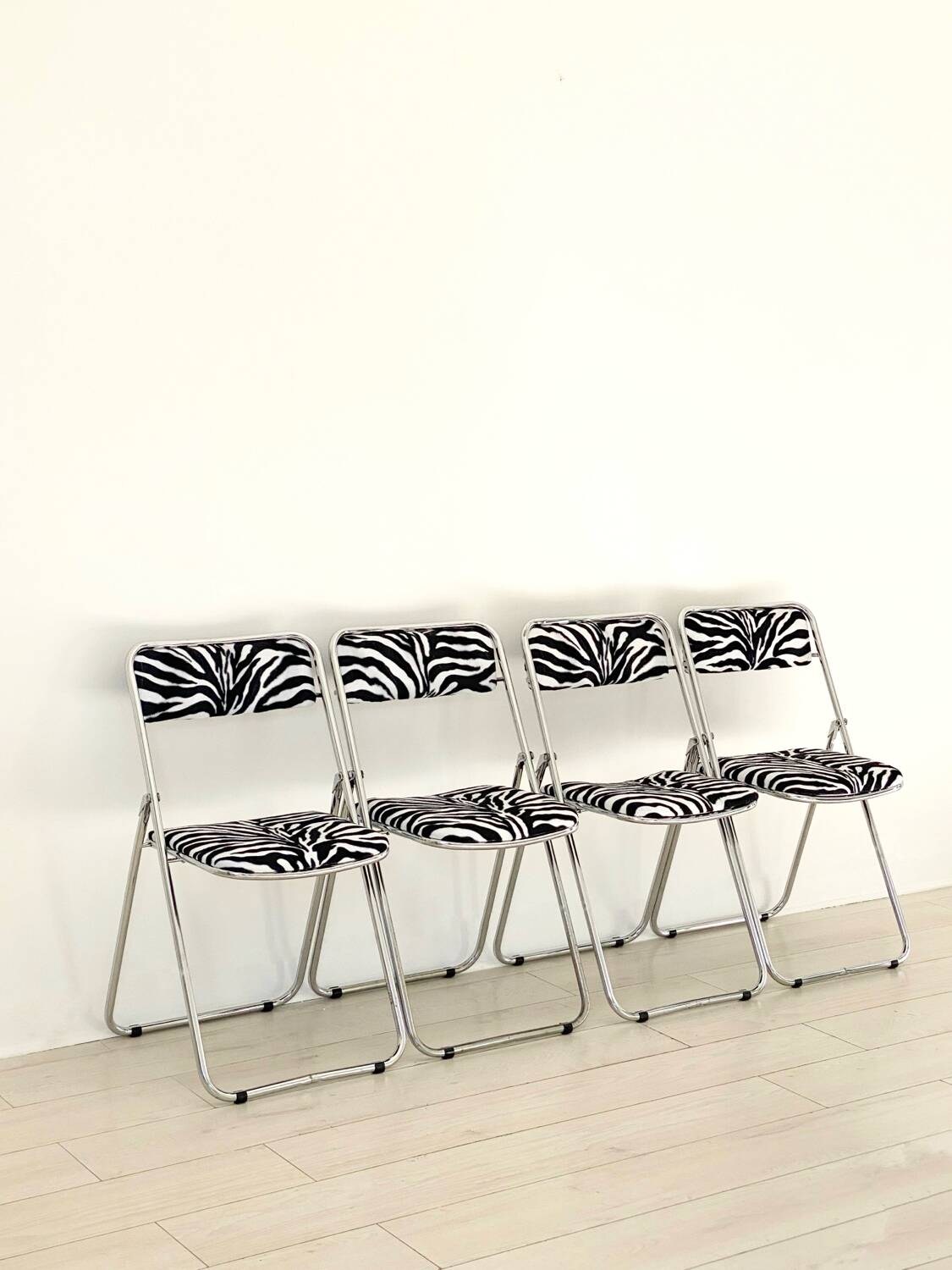 6 chaises pliante vintage 1970  zèbre