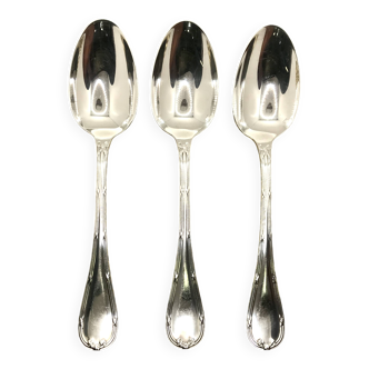 Set of 3 large silver-plated spoons from Christofle, Rubans model
