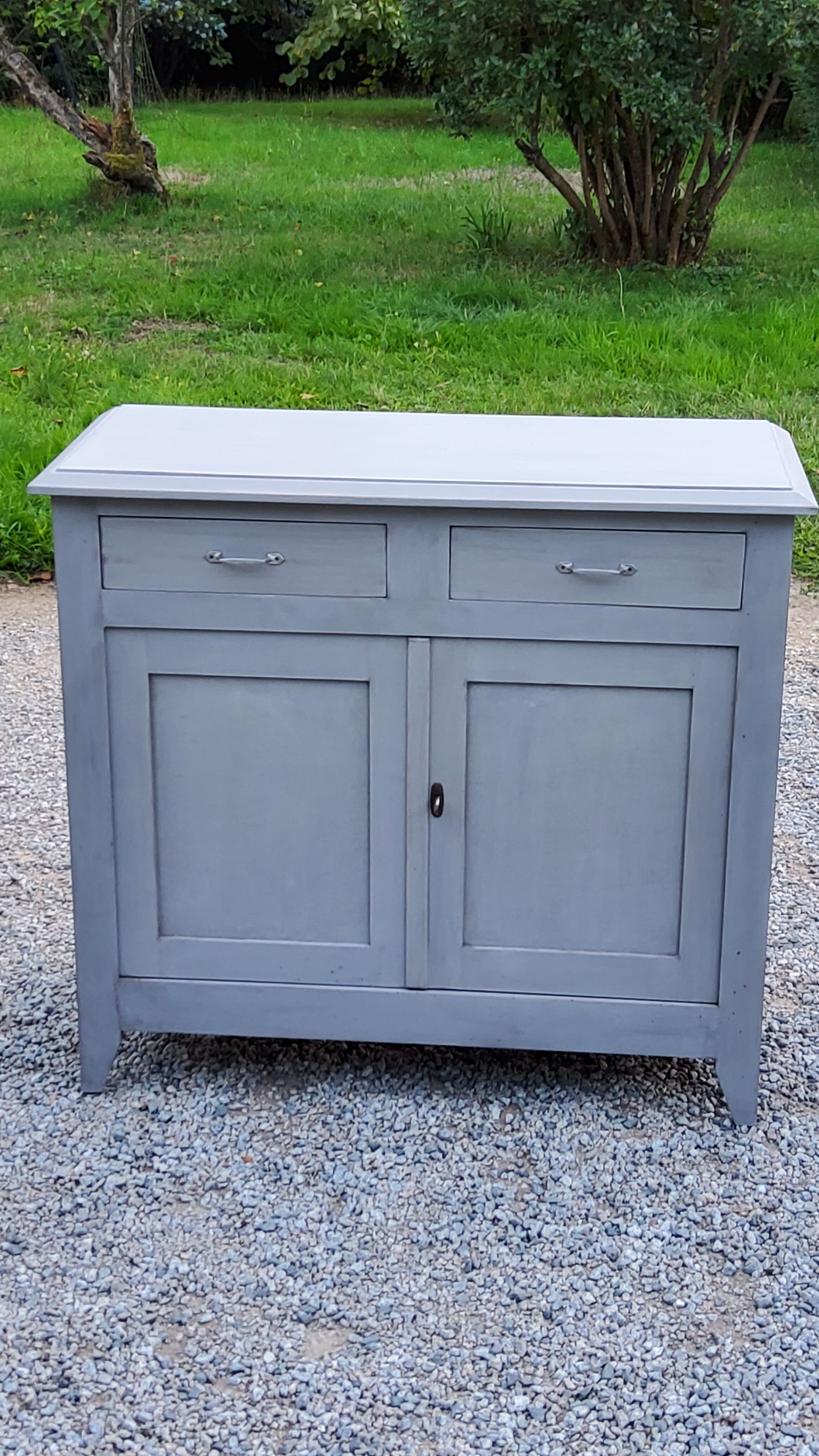 Old Parisian buffet 2 doors 2 drawers patina gray