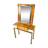 Vintage burl wood console with mirror, 1970s