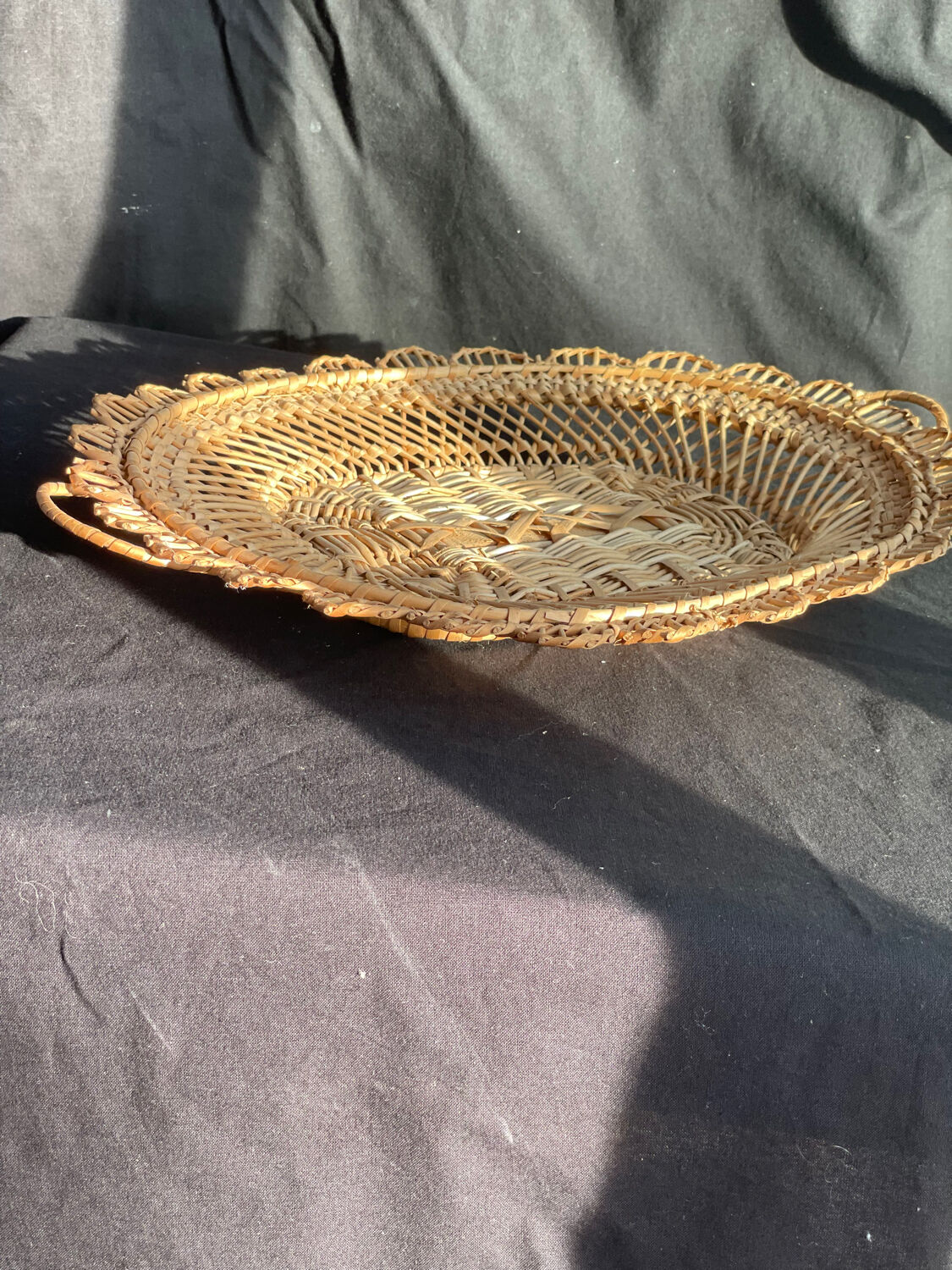 Woven wicker fruit or bread basket 1900