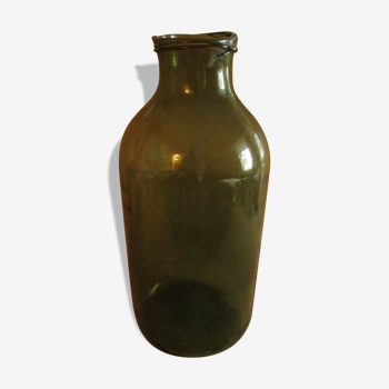 Old blown glass green and Brown jar Orange XIX th