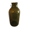 Ancien bocal en verre soufflé vert et brun orangé XIX ème