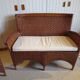 Two-seater banquette in woven rattan, wood and bamboo, 1980s.