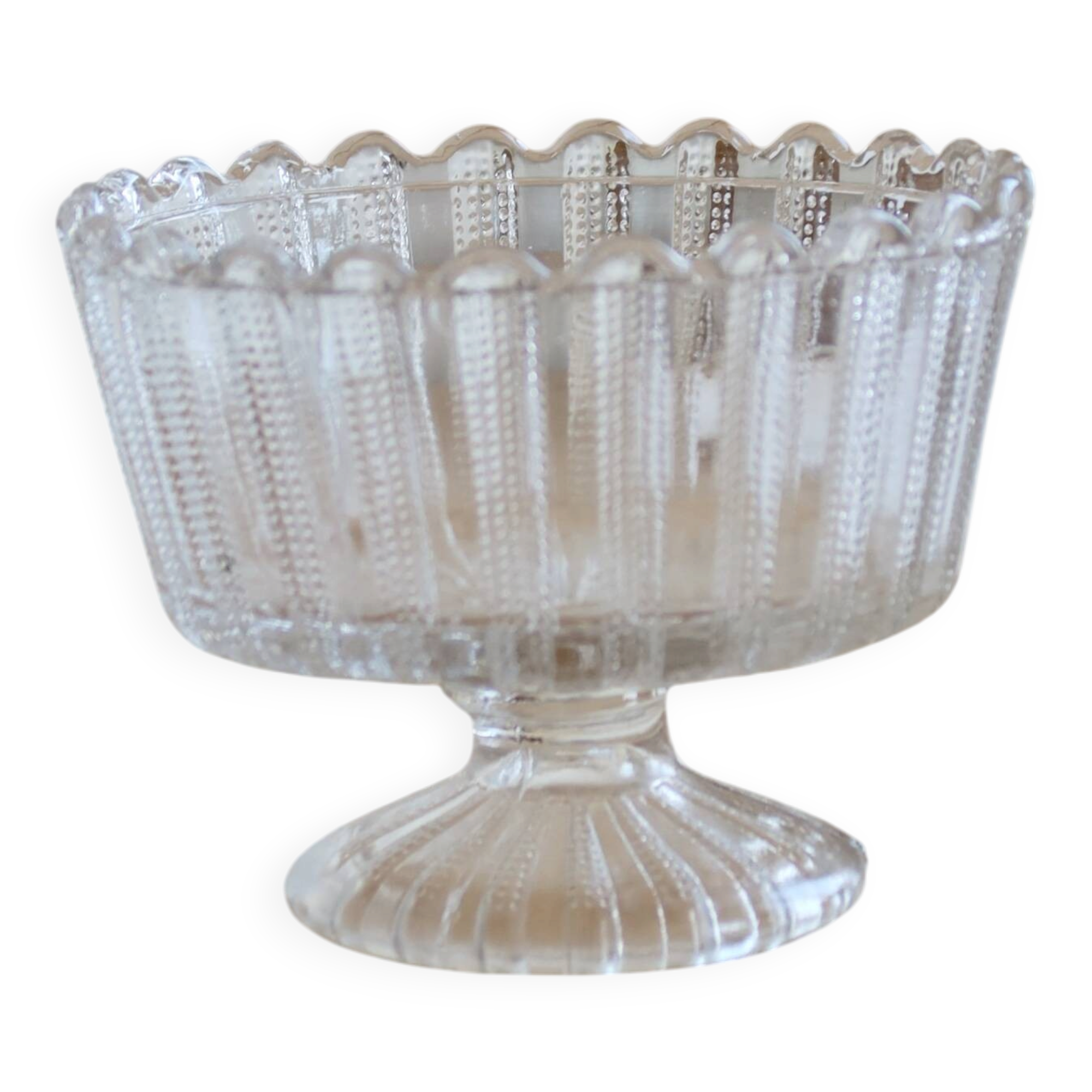 Vintage glass bowl on a pedestal