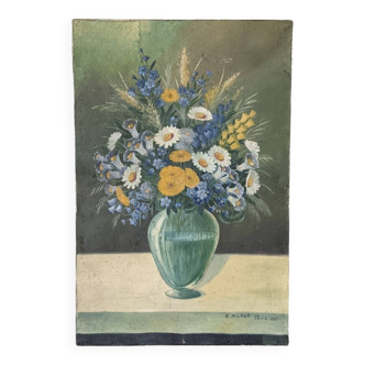 Antique still life painting, bohemian country decor