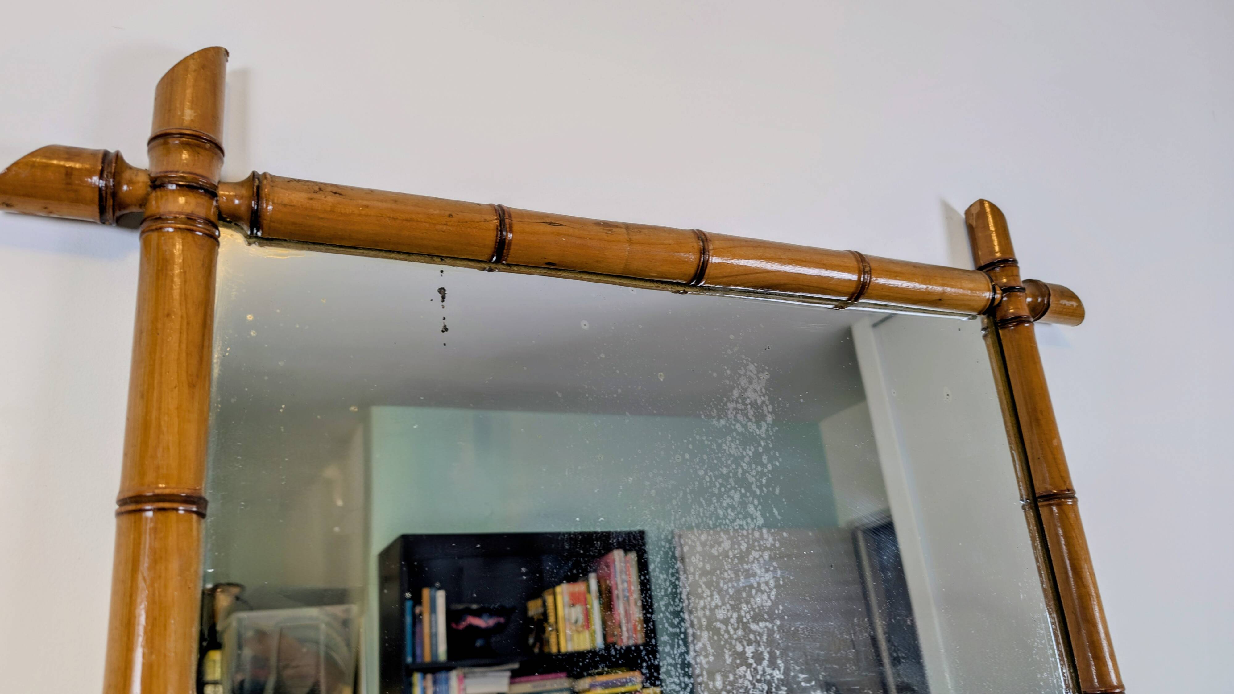 Vintage wooden mirror with bamboo imitation 102 x 75 cm – Exotic spirit