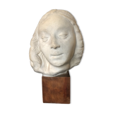 Bronze-middle-aged woman's head in plaster