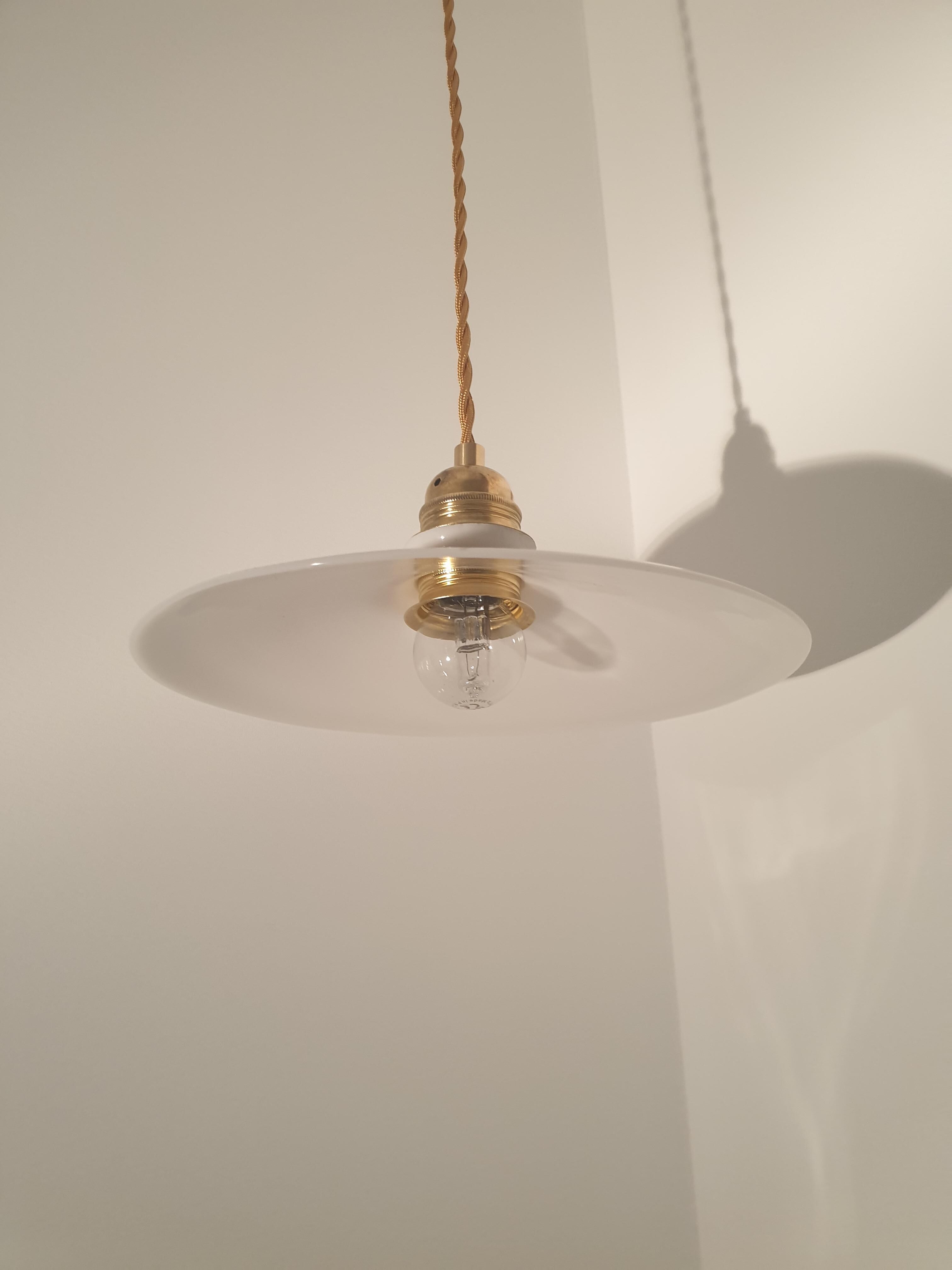 Smooth white opaline pendant light