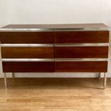 6-drawer chrome and wood chest of drawers