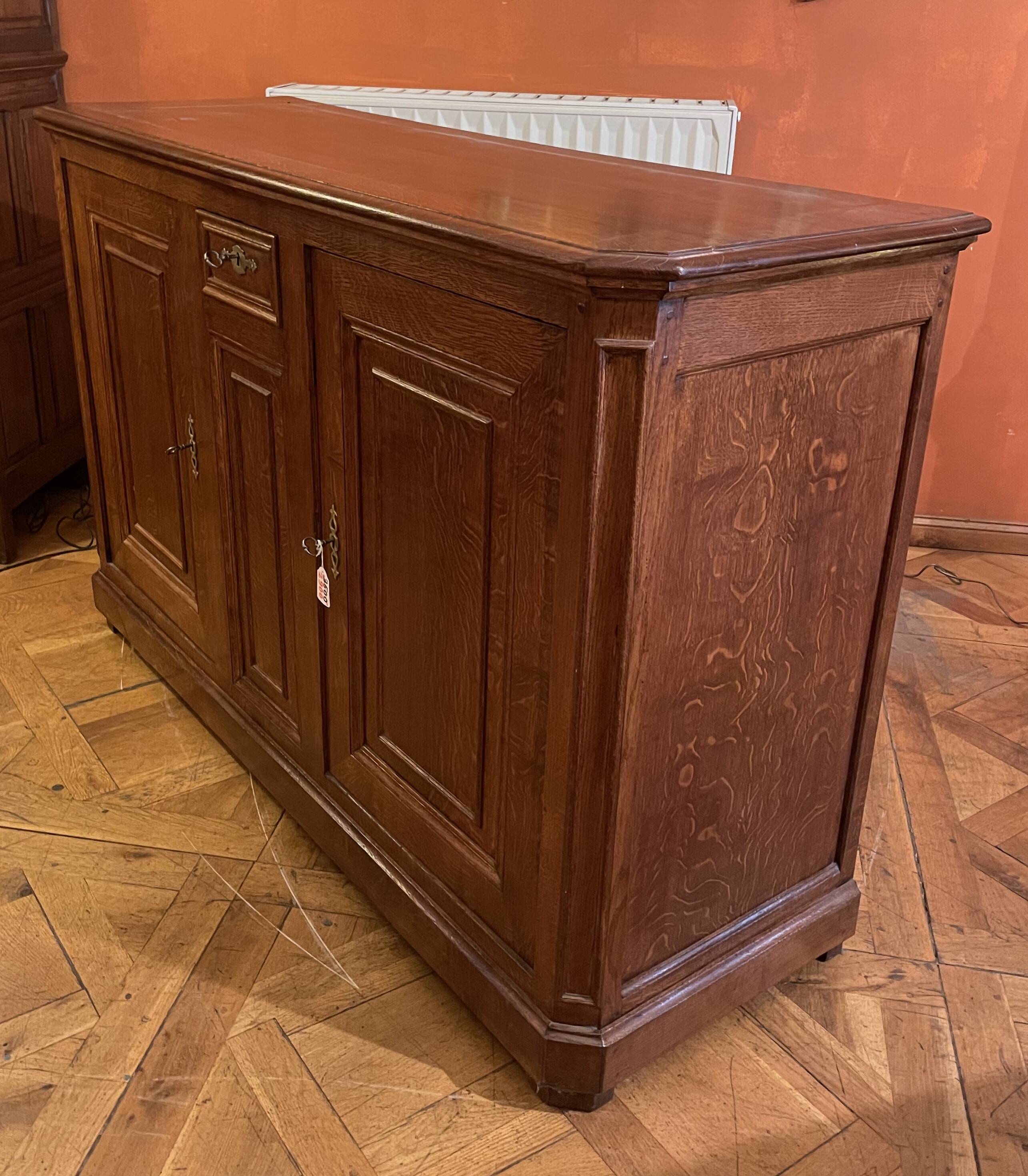 Large Oak Sideboard with Two Doors - 19th Century
