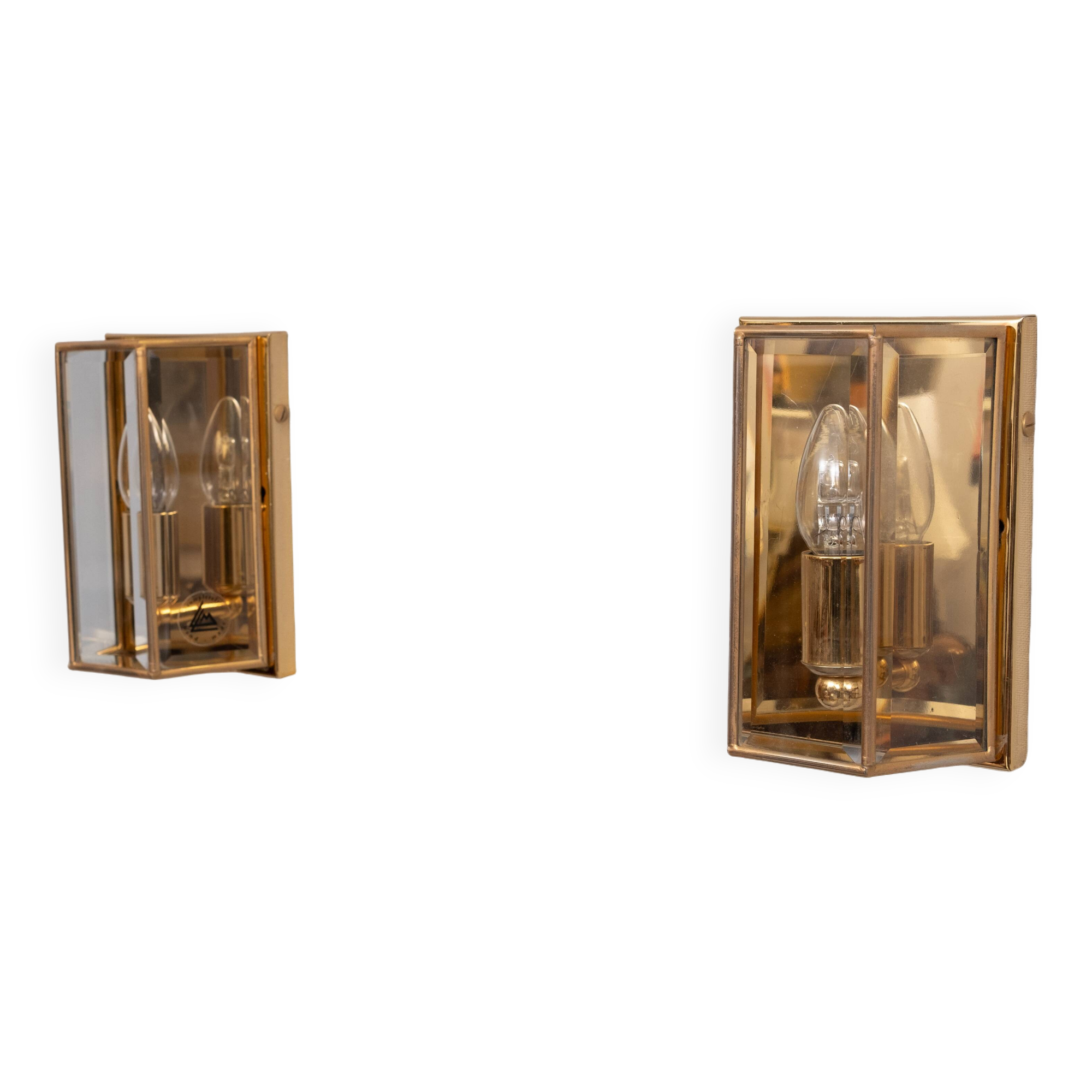Pair Hollywood Regency Brass Wall lamps 1970s Germany
