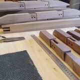 Exceptional dining table in solid walnut.