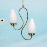 Suspension Midmod suédoise années 50, lampe vintage en opaline