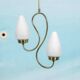 1950s Swedish mid-century suspension, vintage opaline lamp.