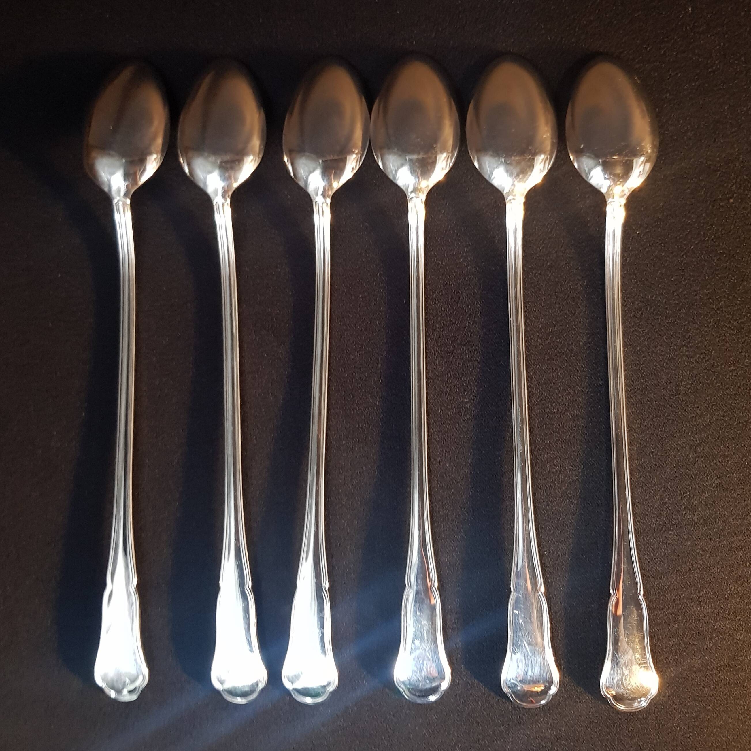 Long silver-plated ice cream spoons
