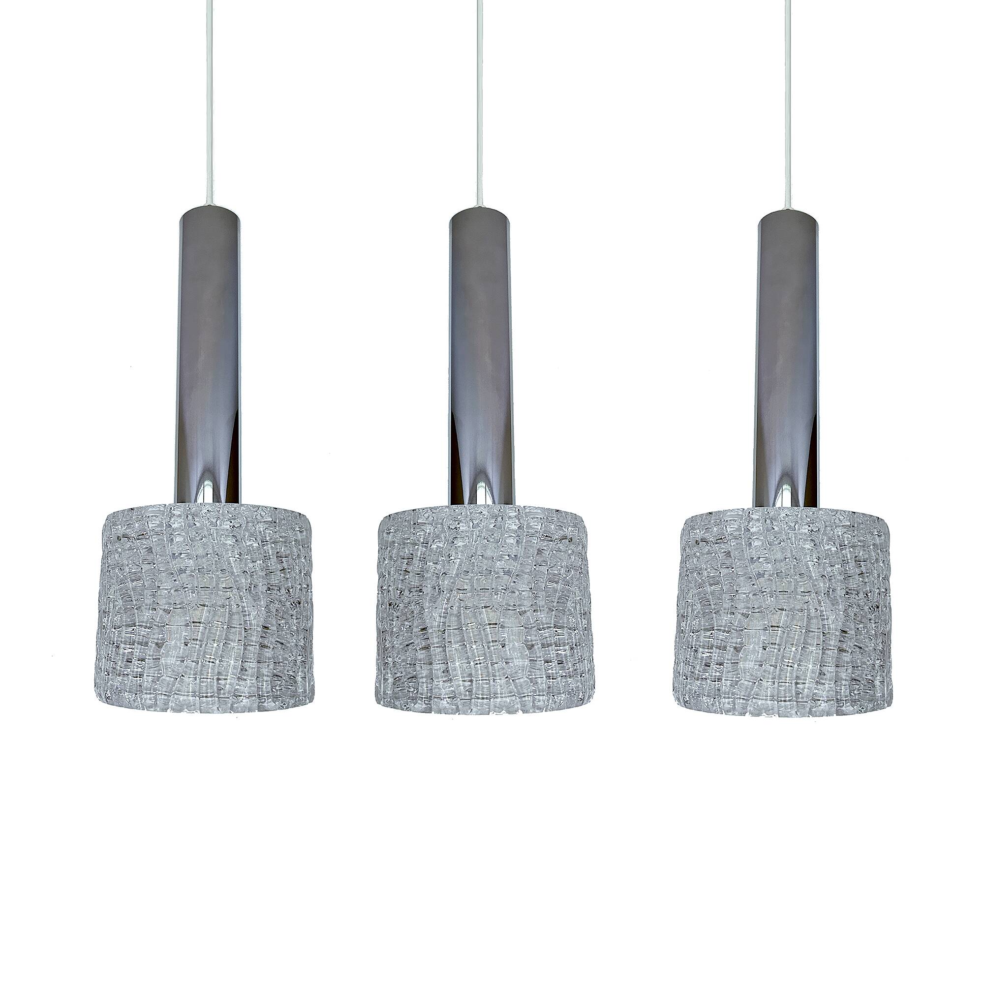 Set of 3 Vintage Murano Glass Pendant Lights