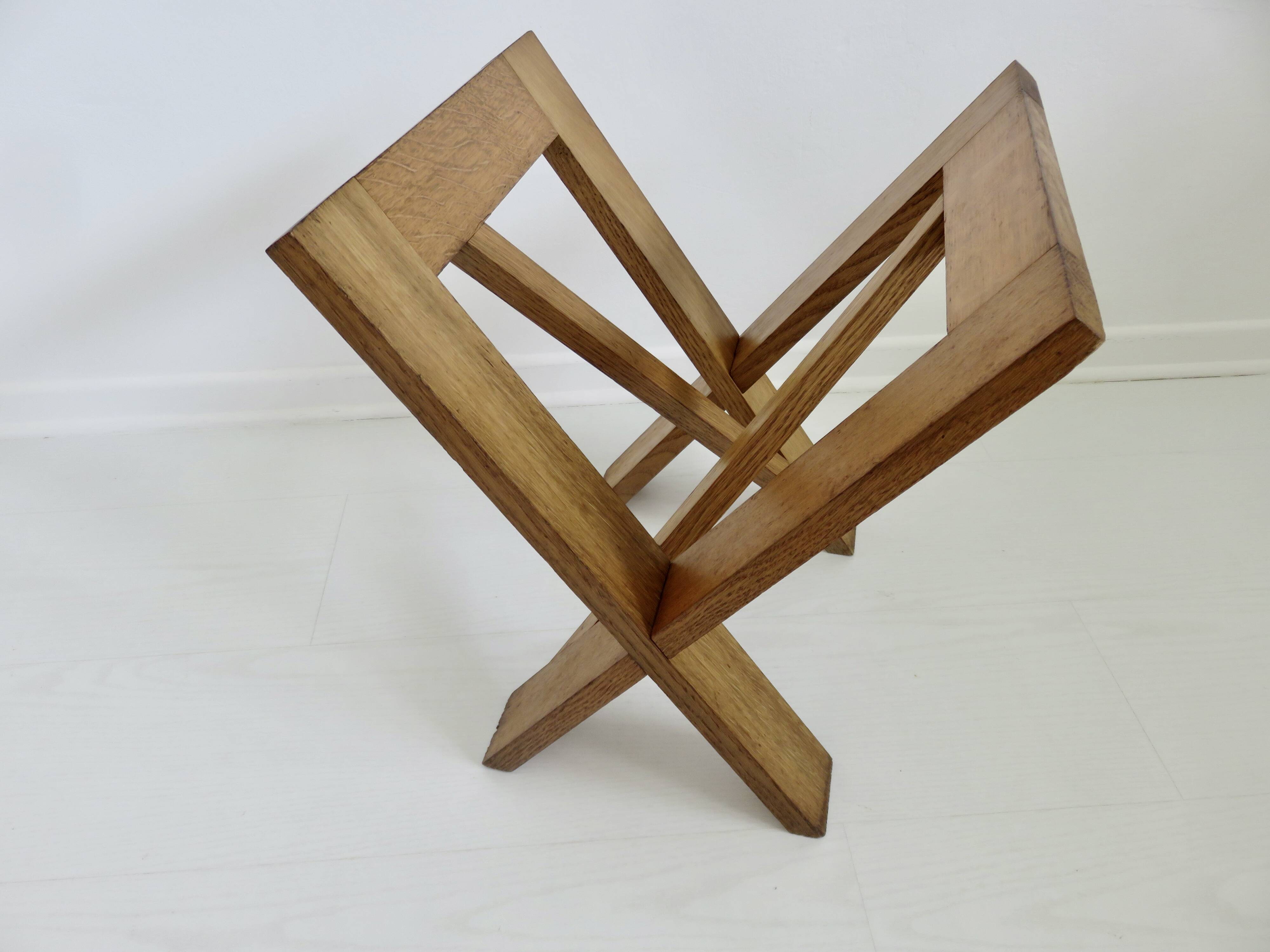 Scandinavian magazine rack in solid wood 1970