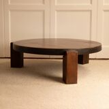 Circular tripod coffee table in oak - 70s