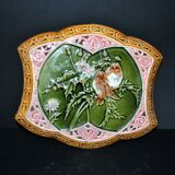 Onnaing? Art Nouveau slipware trivet with bird decoration, ceramic trivet, 1910