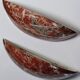 Pair of vintage wall sconces in faux red marble ceramic, 1990s.