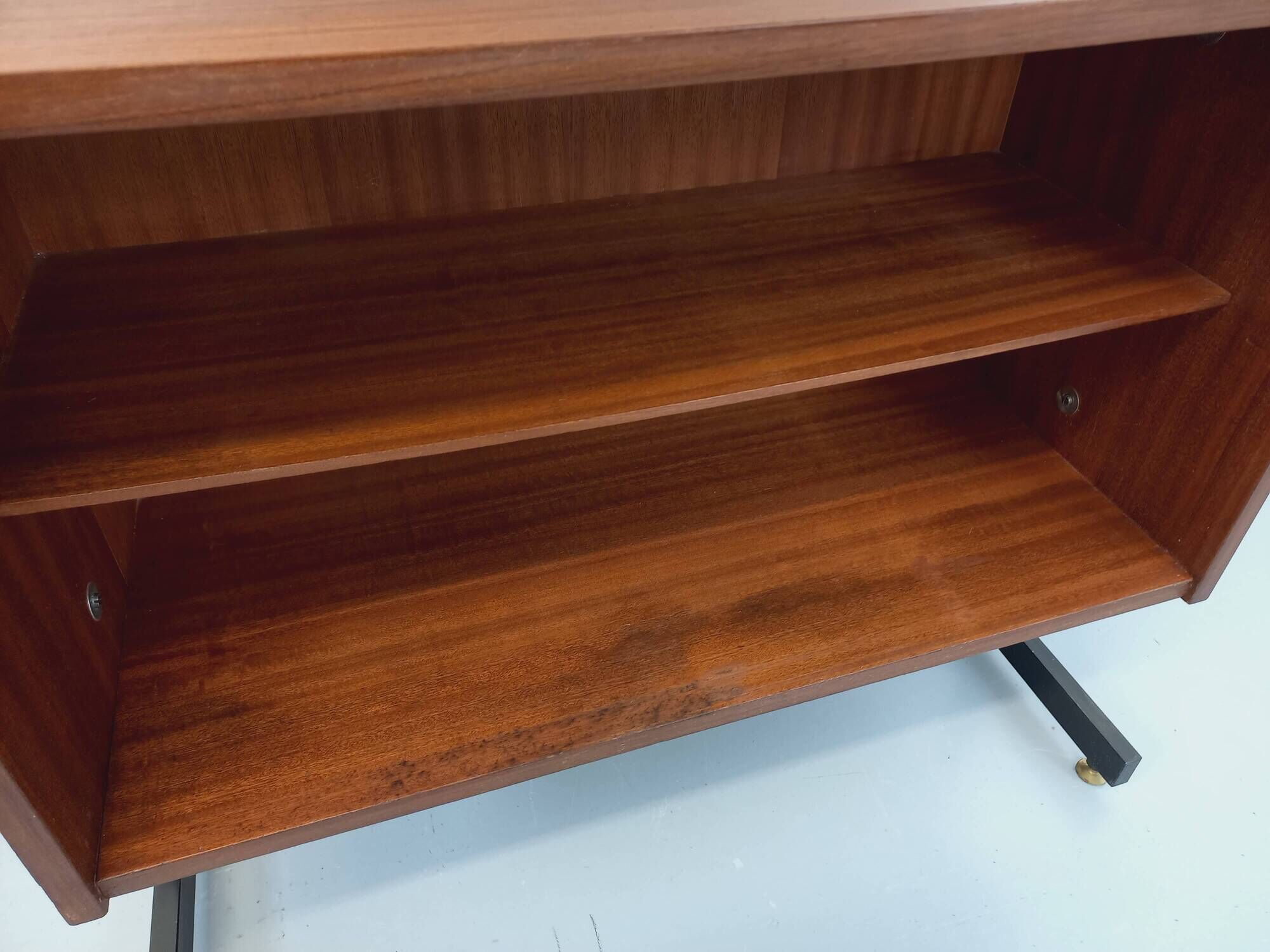 Vintage teak and metal shelf bookcase from the 60s