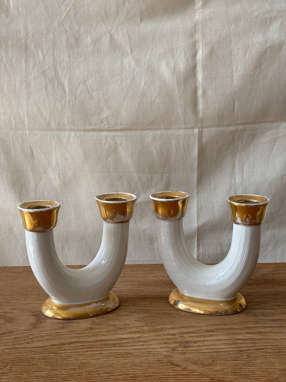 Ceramic candlesticks, Lucien Brisdoux (1878-1963)