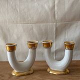 Ceramic candlesticks, Lucien Brisdoux (1878-1963)