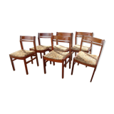 Set of 6 chairs in Pao Rosa around 1950-60