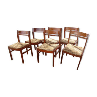 Set of 6 chairs in Pao Rosa around 1950-60