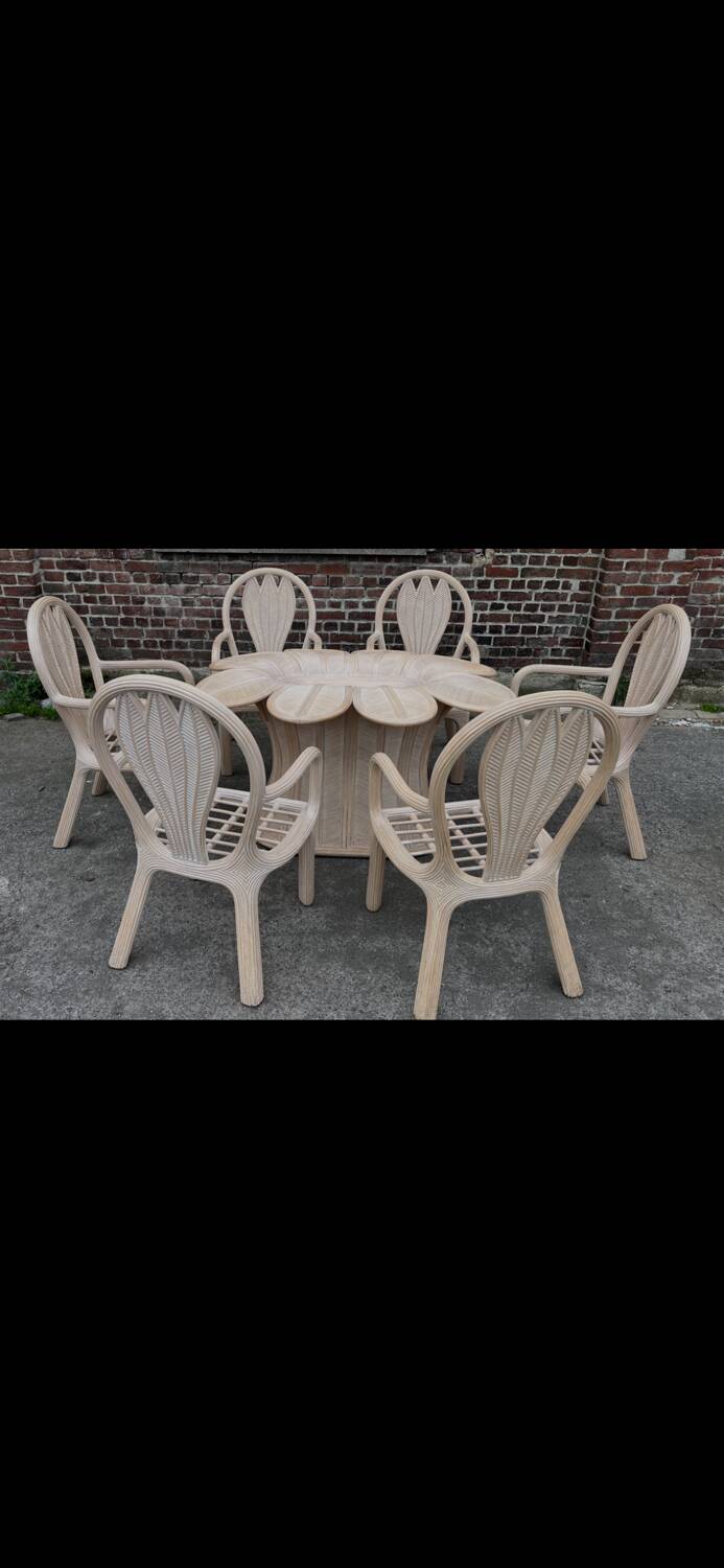 Hollywood Regency dining room rattan bamboo