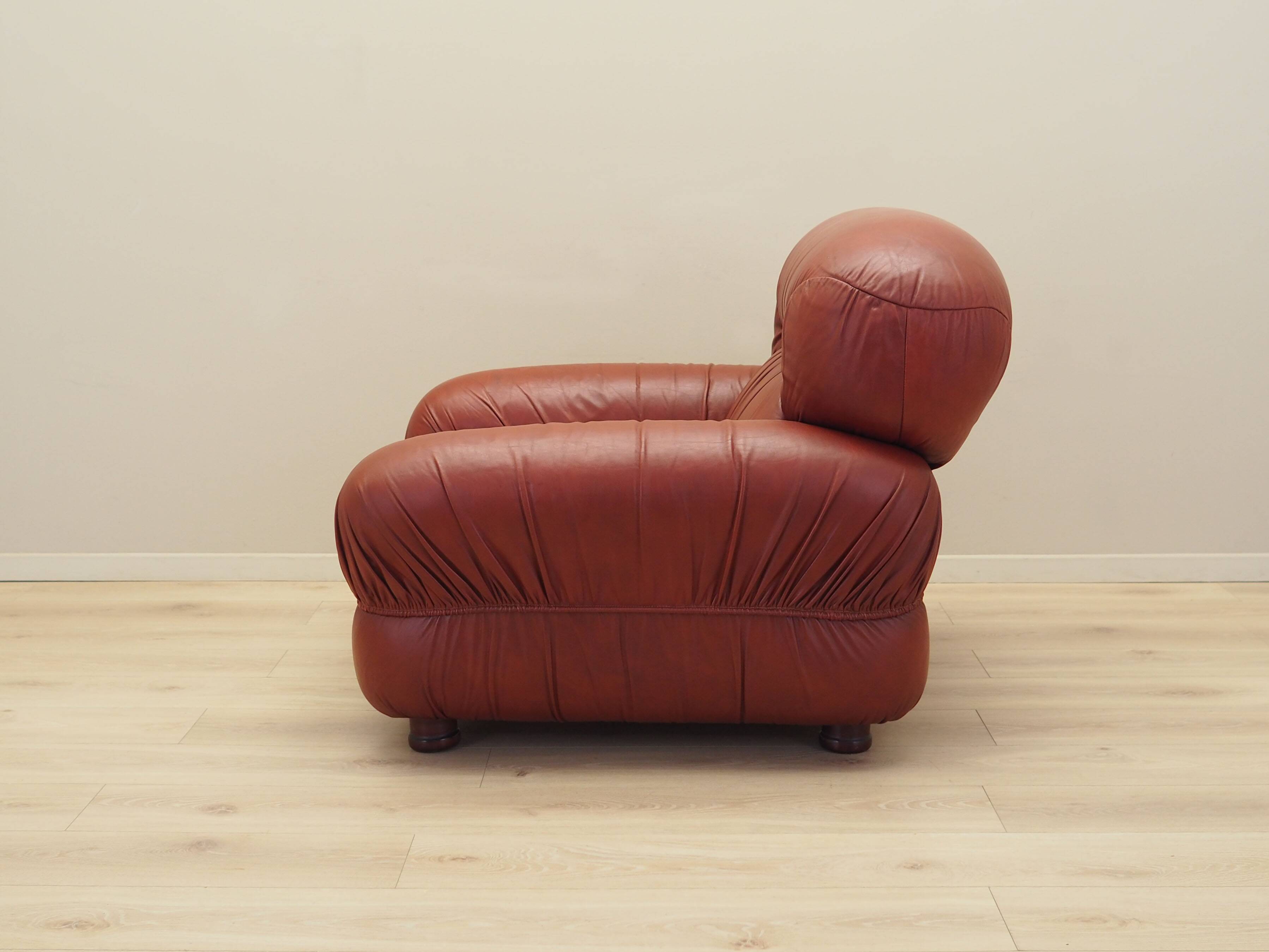 Burgundy armchair, Italian design, 1970s, production: Italy