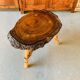 Table basse brutaliste bois et rotin