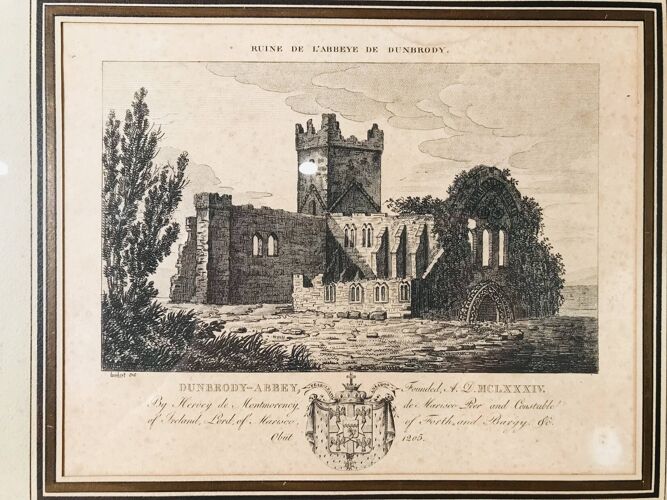 Lithographie ancienne « Ruine de l’Abbaye de Dunbrody »
